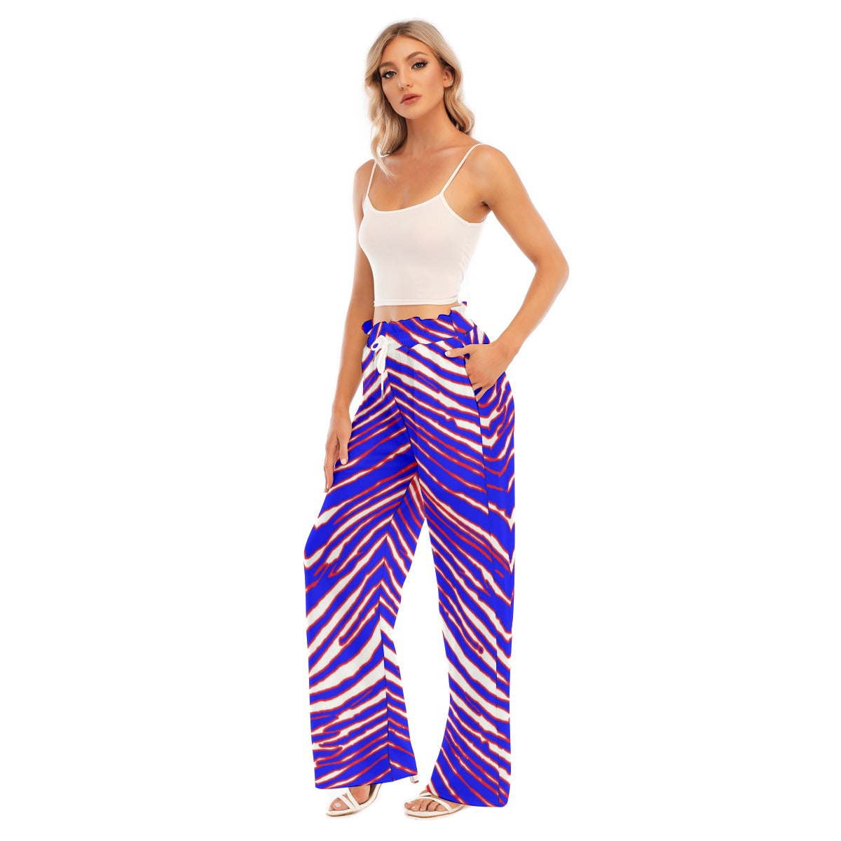 Buffalo Zebra Football Women’s Waist Fungus Edge Wide-Leg Pants – Statement Game Day Streetwear