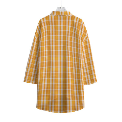 Tennessee Volunteers Orange White Plaid Womens Chiffon Shirt With Elbow Sleeve 1 orange white plaid women fashion apparel