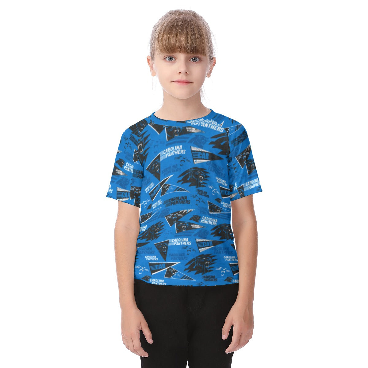 Carolina Panthers Kid's T-shirt black blue football back view game day look