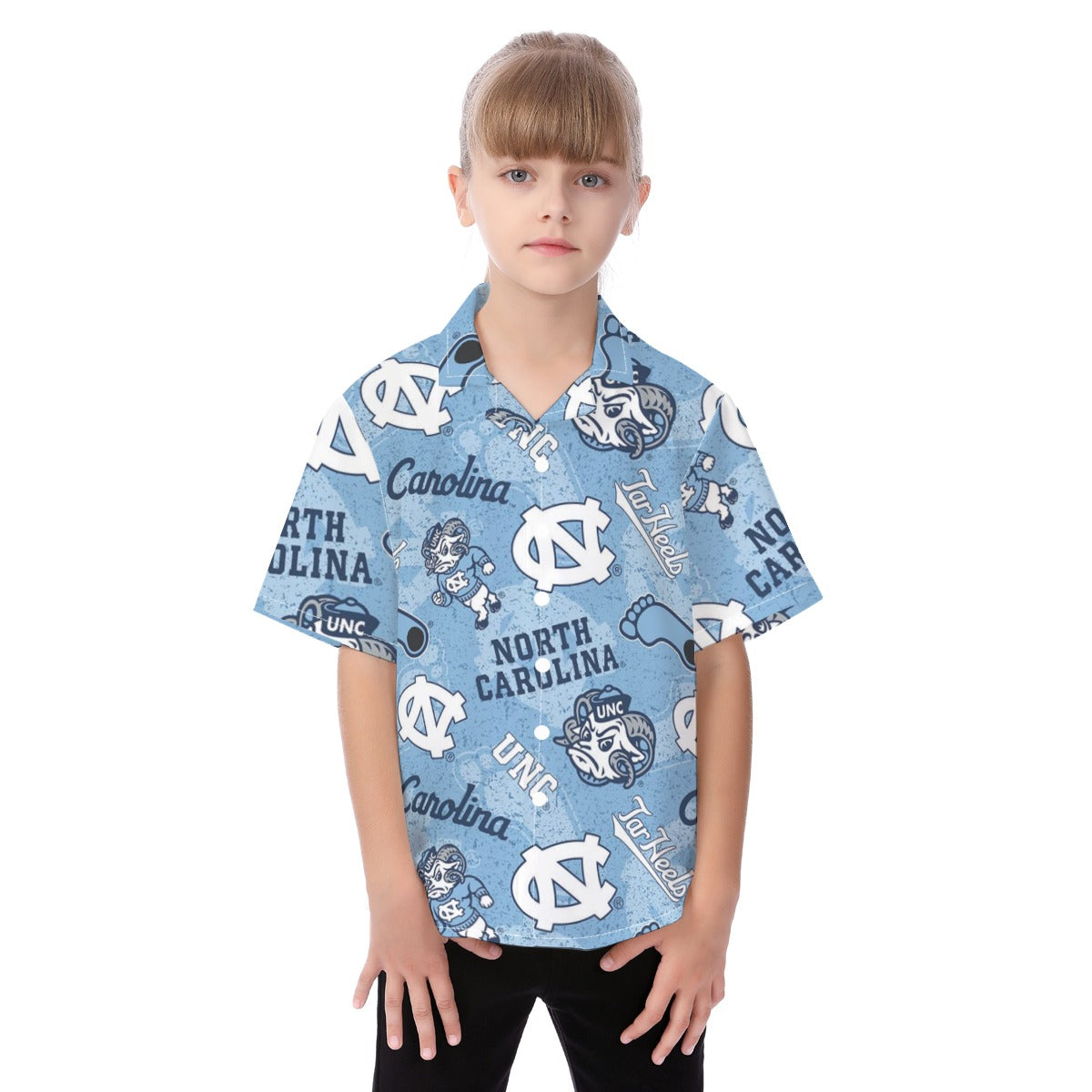 North Carolina Chapel Hill Tar Heels Kid's Hawaiian Vacation Shirt - ACC football apparel varsity sportswear product image 1.0