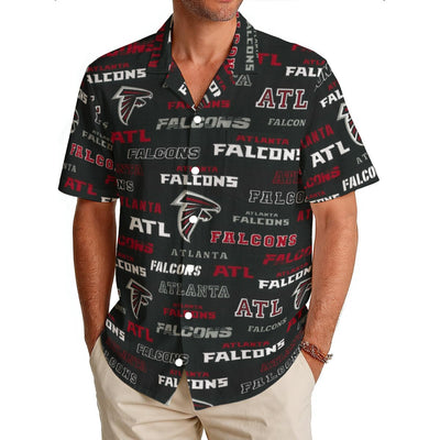 Atlanta Falcons Men's Hawaiian Shirt|150GSM red black football outfit back view