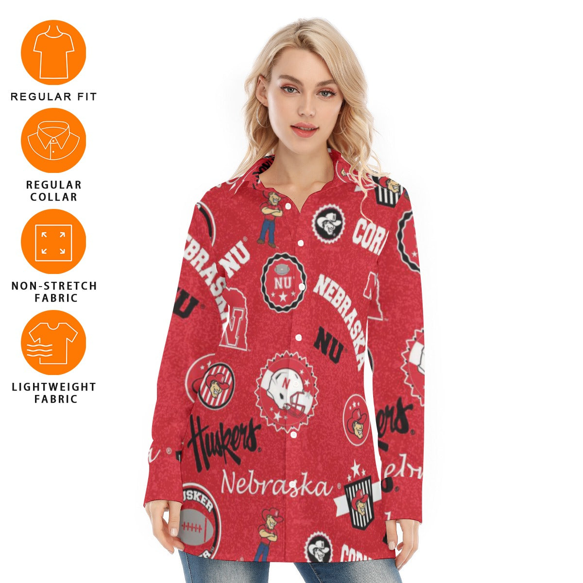 Nebraska Lincoln Cornhuskers Women's Long Shirt - Big Ten football apparel varsity sportswear product image 6.0