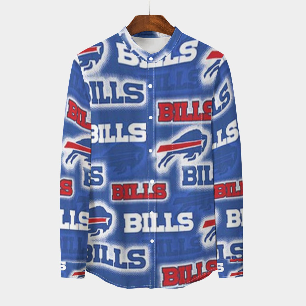 Buffalo Bills  Men's Stand Collar Shirt With Long Sleeve|110GSM Imitation Flax – football shirt, breathable comfort wear, image 1131