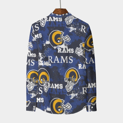 los-angeles-rams-mens-stand-collar-shirt-with-long-sleeve-110gsm-imitation-flax navy orange football outfit detail