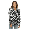 Las Vegas Football Zebra Women's Borg Fleece Hoodie With Half Zip – Black and White Game Day Streetw – sportswear style, lightweight game day shirt, image 1.0
