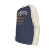 White Smoke Charlotte NC 704 Athletics Long Sleeve Shirt – Navy Cream Varsity Raglan Tee
