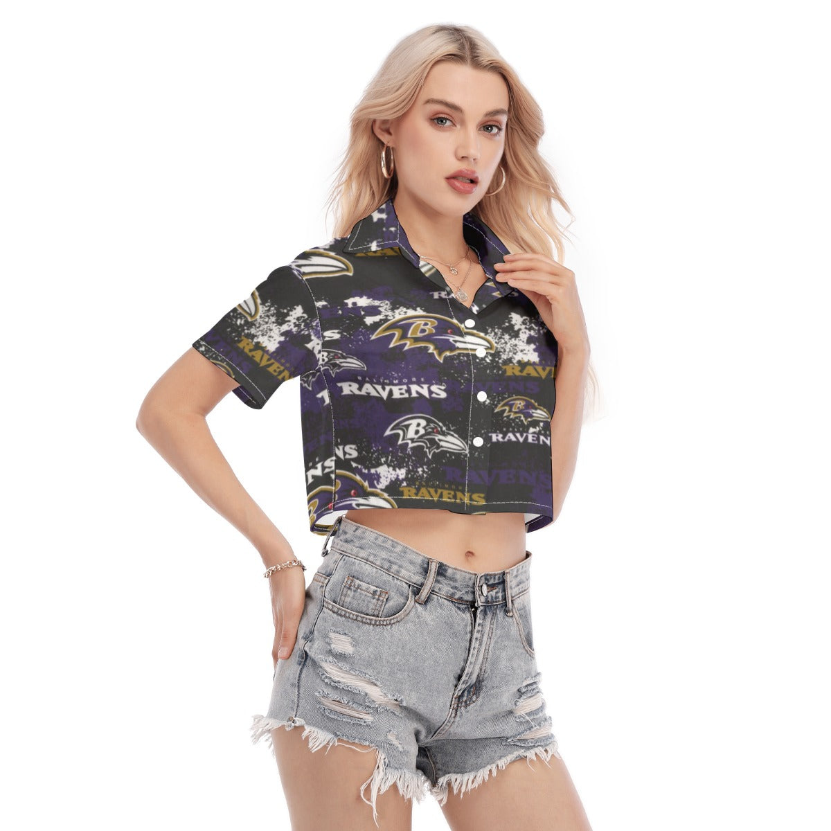 baltimore-ravens-womens-cropped-shirt purple black football outfit detail