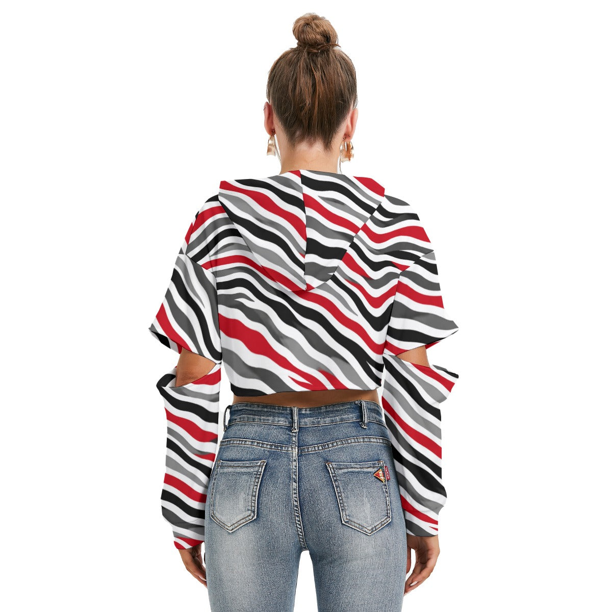 Ohio State Zubaz Women's Heavy Fleece Hoodie With Hollow Out Sleeve White game day varsity apparel