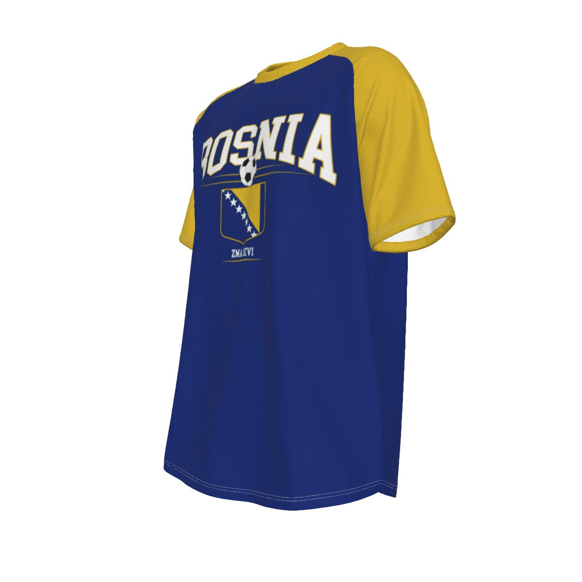 Bosnia Soccer T-Shirt Blue and Yellow – Bosnia Fan Shirt with Crest Graphic streetwear fashion product image 7