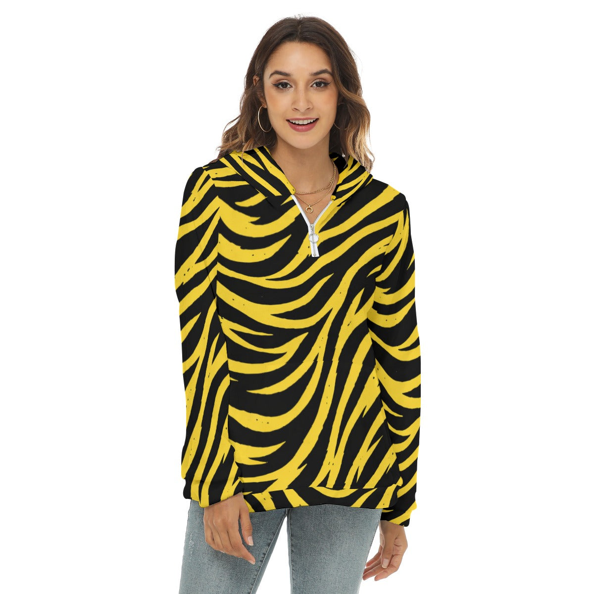 Iowa Football Women’s Borg Fleece Hoodie With Half Zip – Cozy Black and Gold Game Day Essen - Big Ten football apparel varsity sportswear product image 1.0