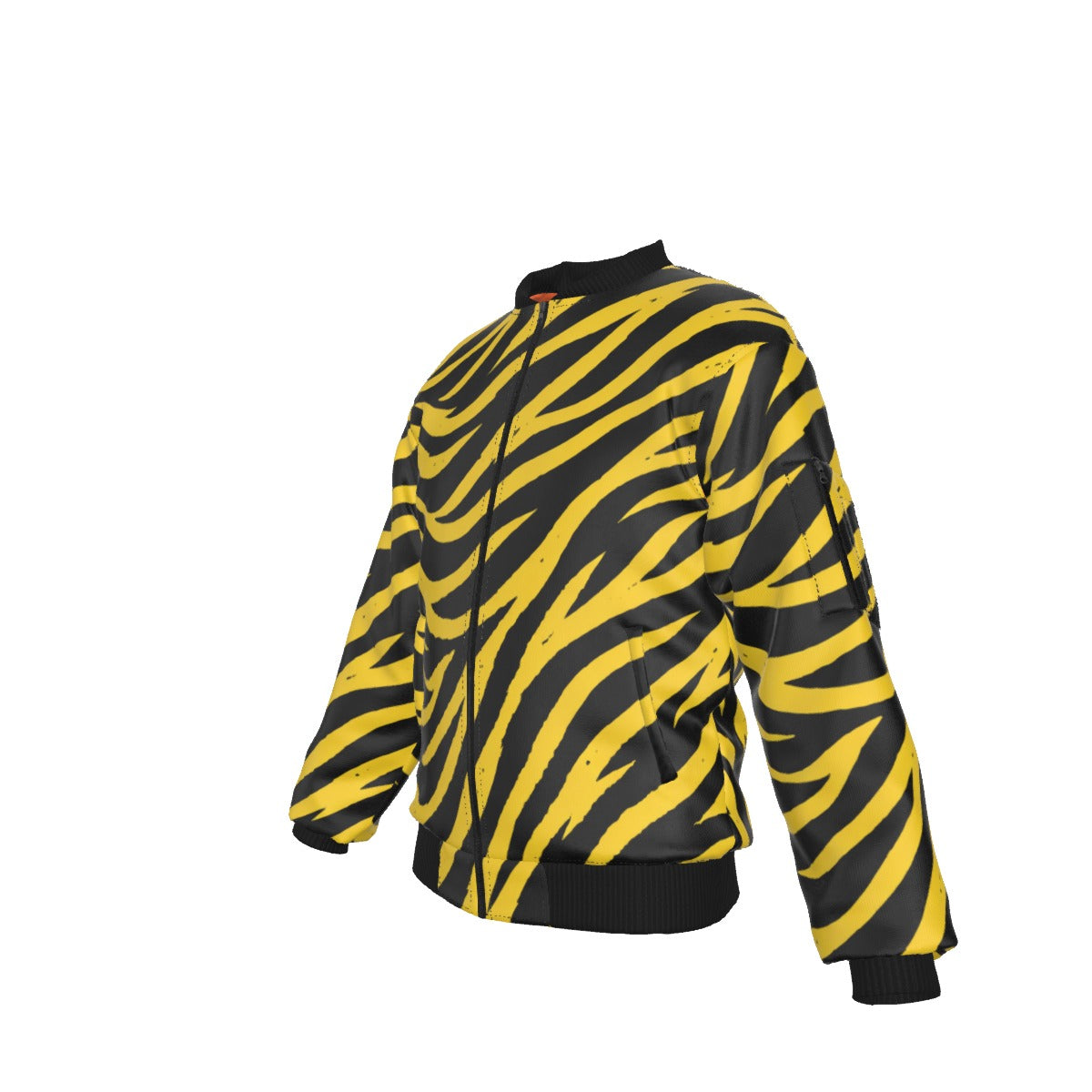 White Smoke Pittsburgh Football Yellow Black Zebra Bomber Jacket With Sleeve Pocket – Game Day Streetwear