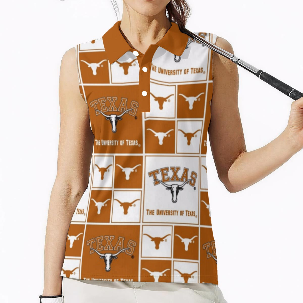 Texas at Austin - Longhorns Women's High-Elastic Sleeveless Polo Shirt – football shirt, breathable comfort wear, image 1.0