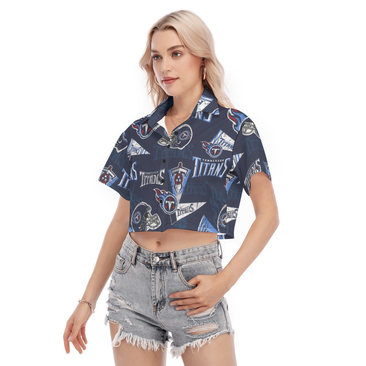 tennessee-titans-womens-cropped-shirt navy light blue football side view streetwear fit