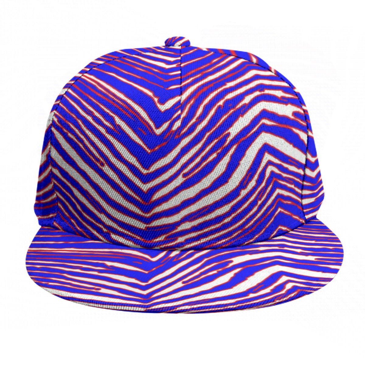 White Smoke Baseball Cap With Flat Brim – Red Blue White Zebra Game Day Style