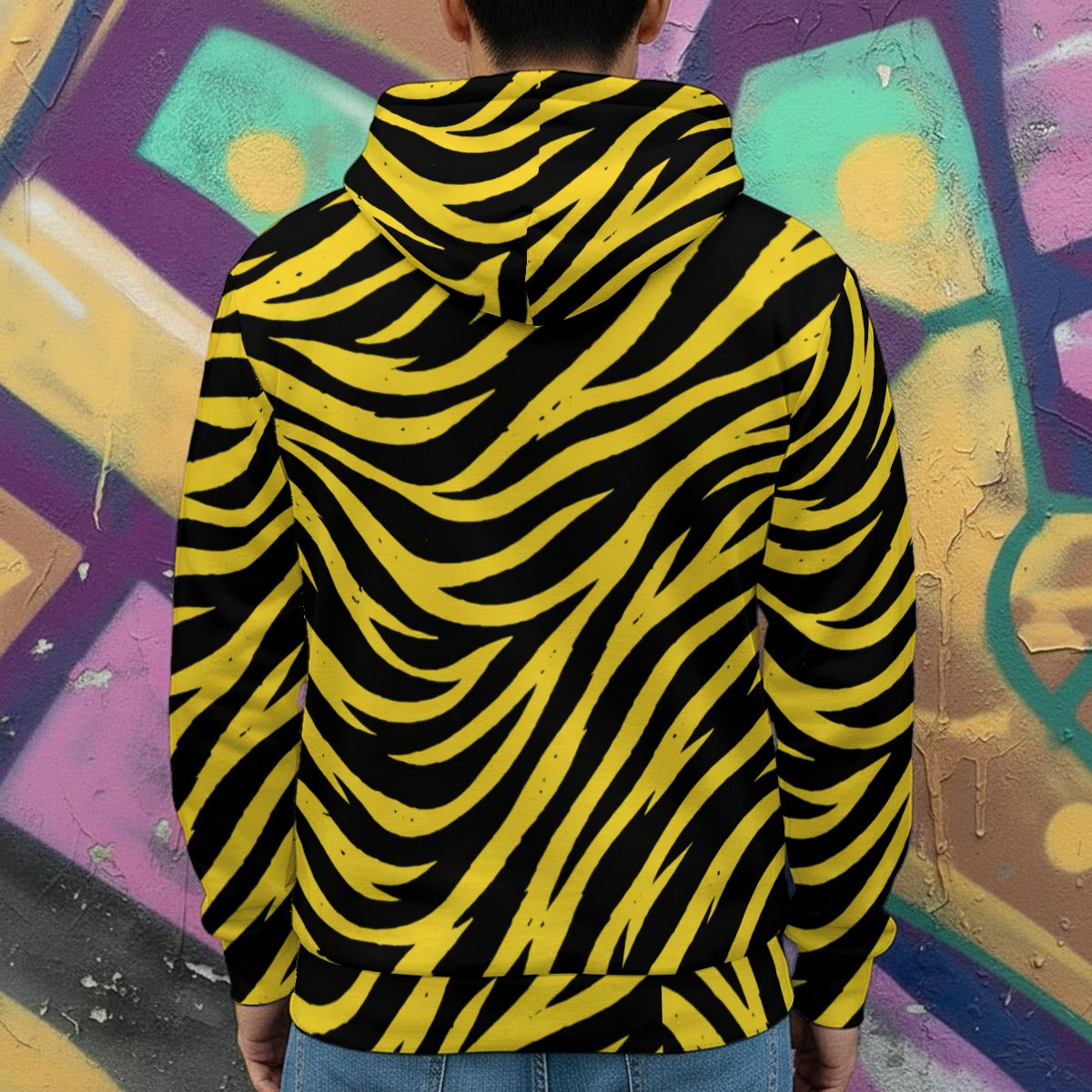 Black Pittsburgh Football Yellow Black Zebra Men’s Heavy Fleece Zip Up Hoodie – Game Day Streetwear