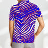 Lavender Buffalo Zebra Football Men’s Short Sleeve Polo Shirt with Zipper – Game Day Streetwear Style