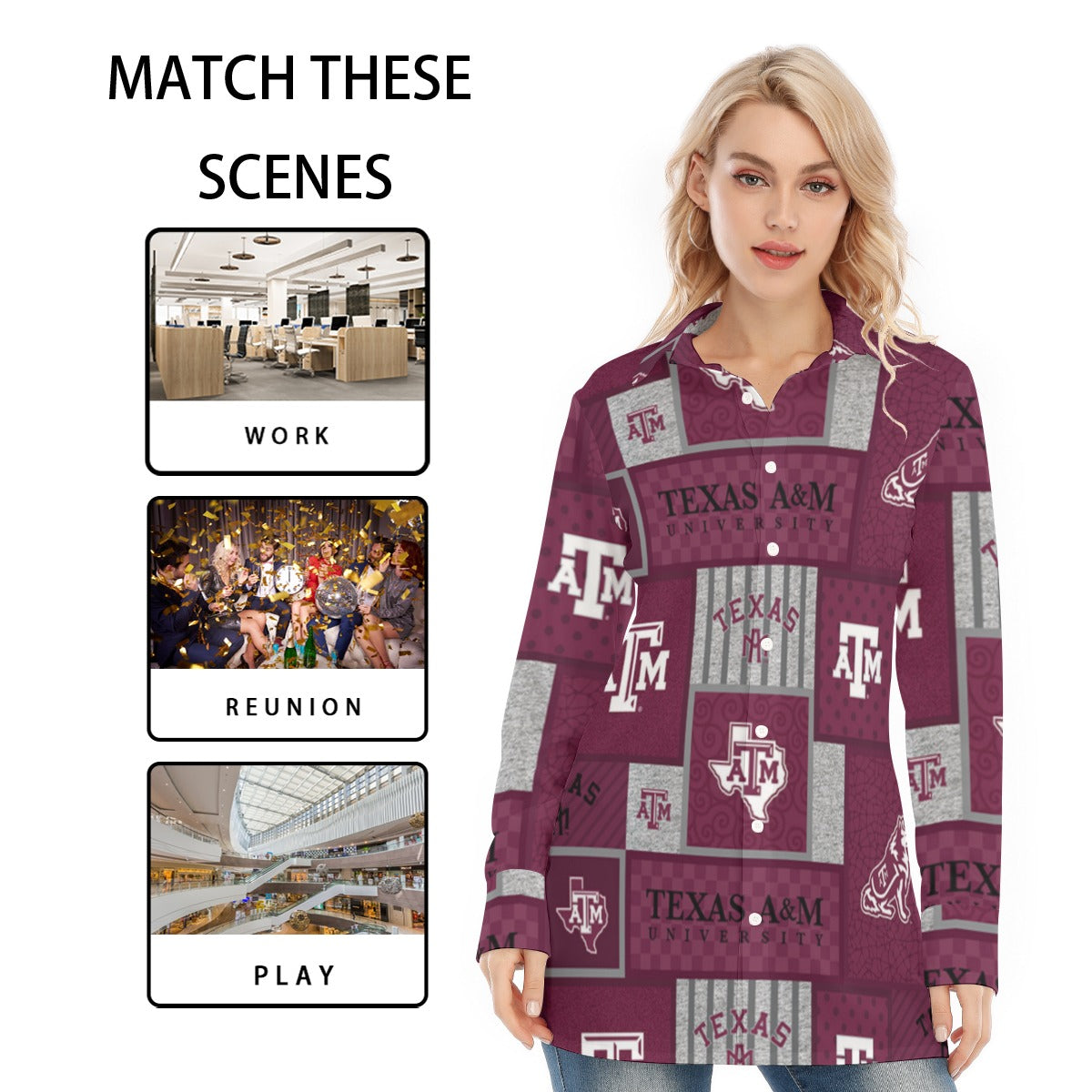 Texas A&M - Aggies Women's Long Shirt - Aggies fan gear varsity sportswear product image 5.0