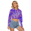 White Smoke Buffalo Women's Crop Top Hoodie|Velvet – Red Blue White Zebra Game Day Style