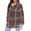 Tennessee Volunteers Orange White Plaid Women's Shirt With Long Sleeve(Plus Size)