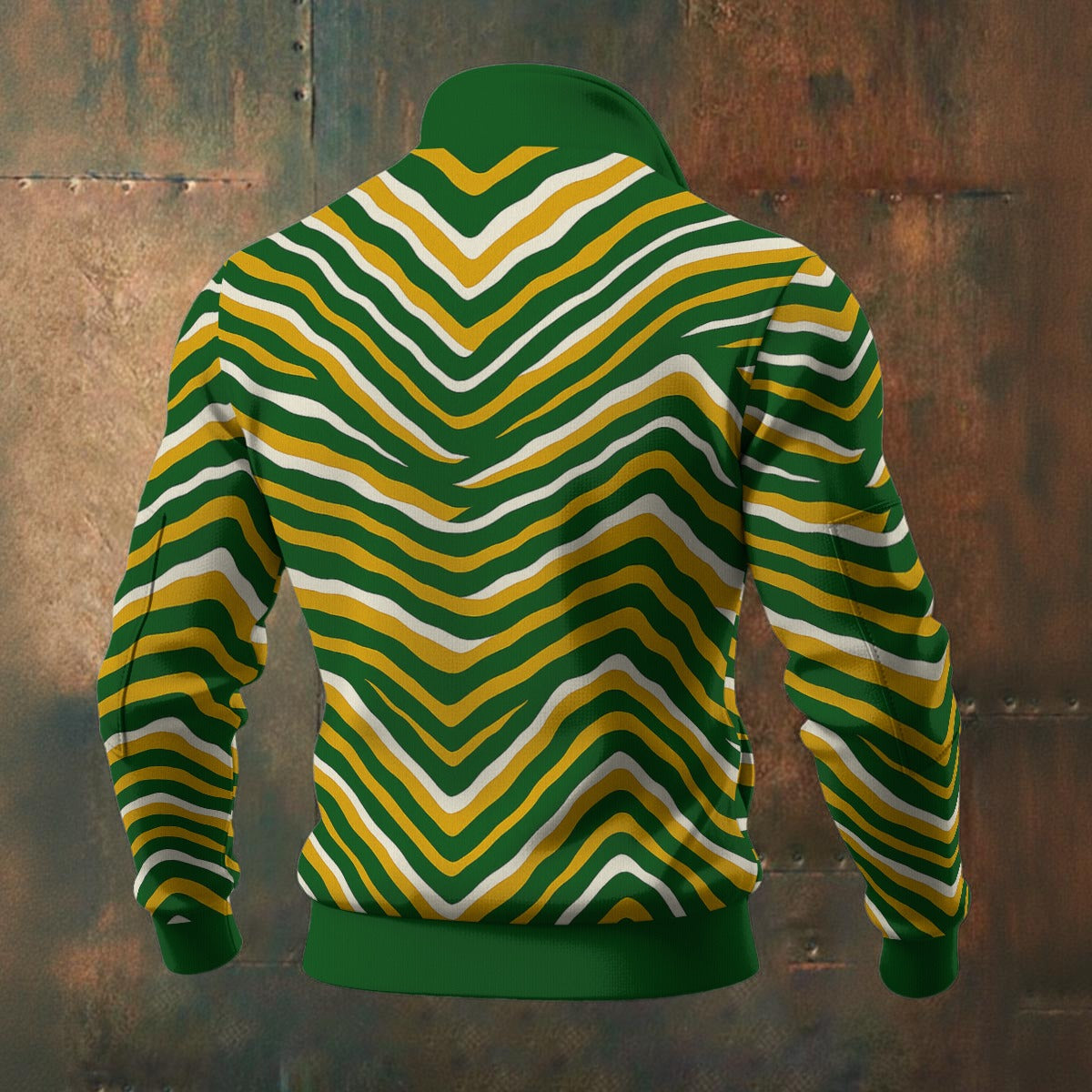 Dark Slate Gray Green Bay football zebra Men's Thick Knit Fleece Jacket