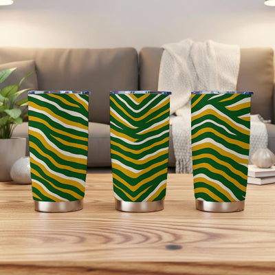 Green Bay football yellow green zebra Tumbler 20oz – game day outfit, sportswear style, image 1.0
