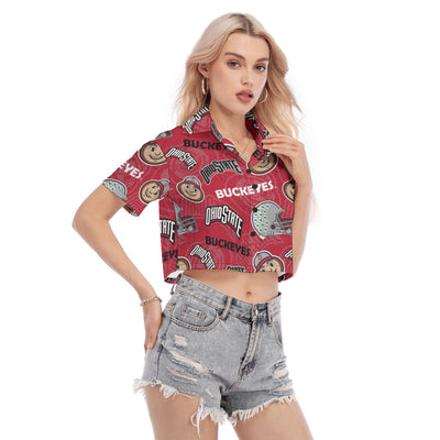 Ohio State Buckeyes Women's Cropped Shirt White game day varsity apparel