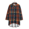 Auburn Tigers Tartan Plaid Navy Orange Women's Chiffon Shirt With Elbow Sleeve