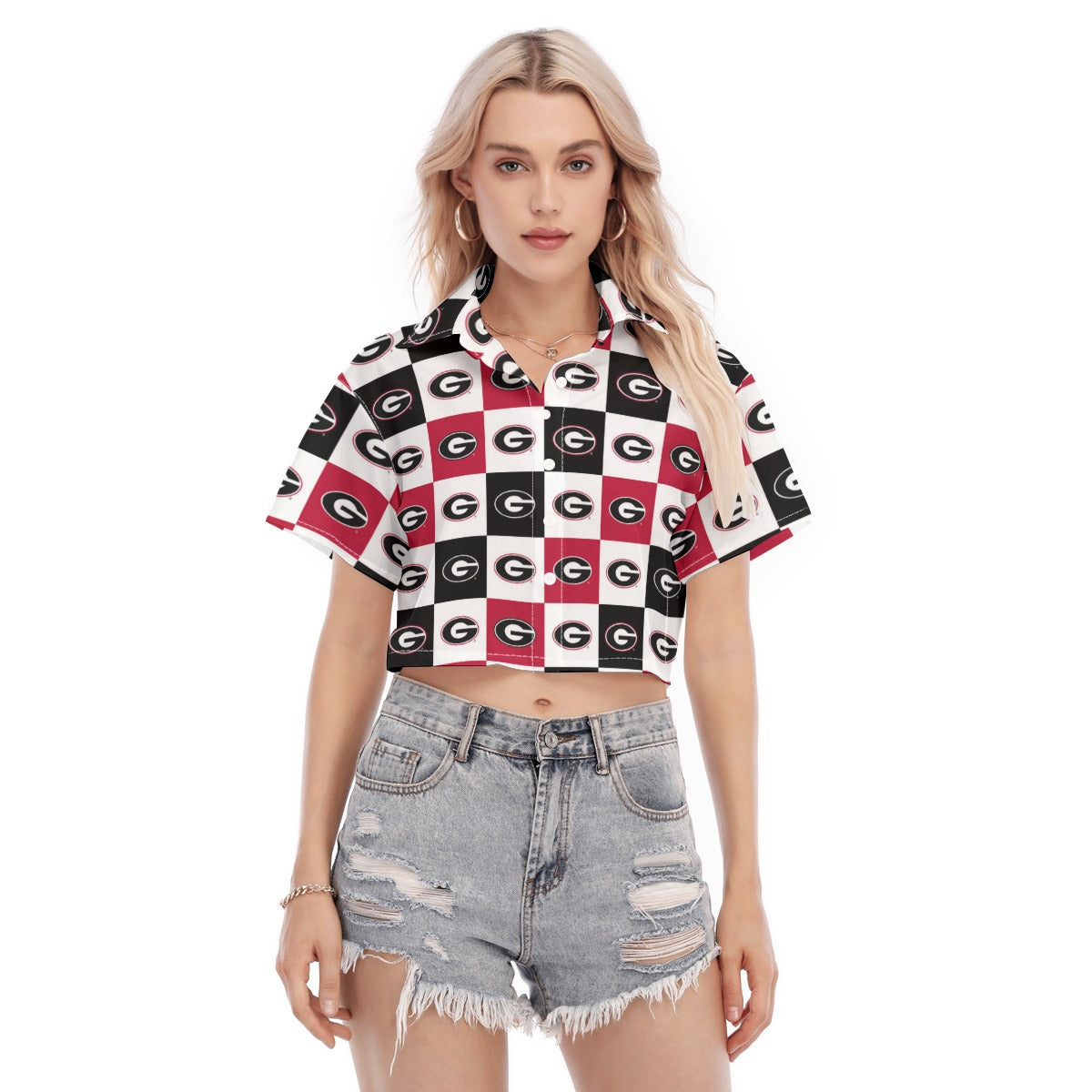 Georgia Bulldogs Women's Cropped Shirt White varsity sports apparel