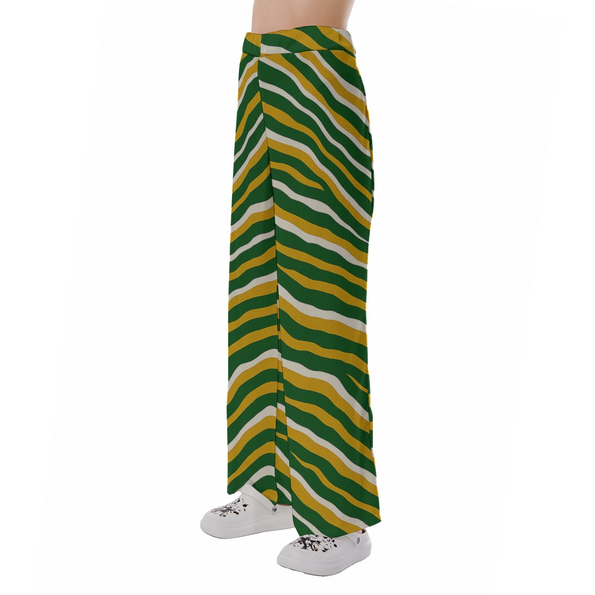 White Smoke Green Bay Football Yellow Green Women’s Pajama Pants – Game Day Lounge Wear