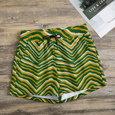 Green Bay Football Yellow Green Women’s Casual Shorts – Game Day Streetwear – breathable comfort wear, fan gear, image 1.0