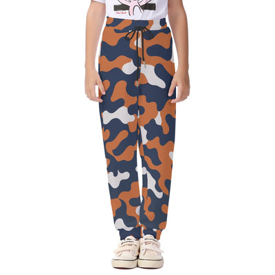 Chicago Football Kids Camo Casual Pants – Navy Orange Game Day Youth Sweatpants – sportswear style, game day outfit, image 1.0