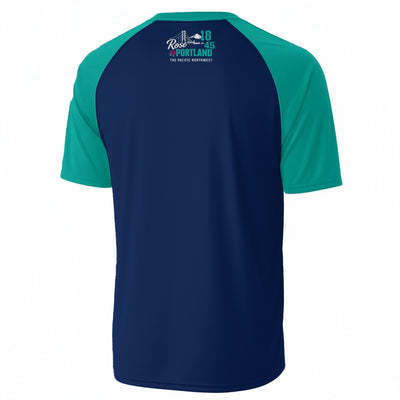 White Smoke Portland Rose City Graphic T-Shirt in Navy and Teal – Pacific Northwest Streetwear Tee