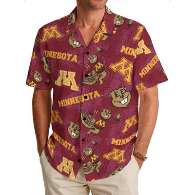 Minnesota Golden Gophers Men's Hawaiian Shirt|150GSM White varsity sports apparel