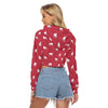 White Smoke Georgia  Women's Crop Top Hoodie|Velvet Game Day Cropped Sweatshirt