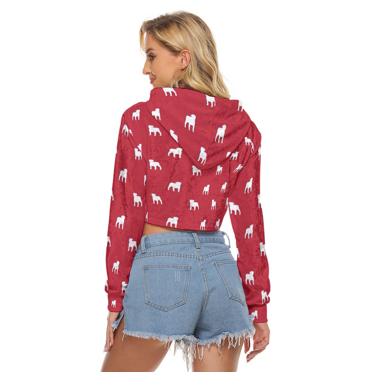 White Smoke Georgia  Women's Crop Top Hoodie|Velvet Game Day Cropped Sweatshirt