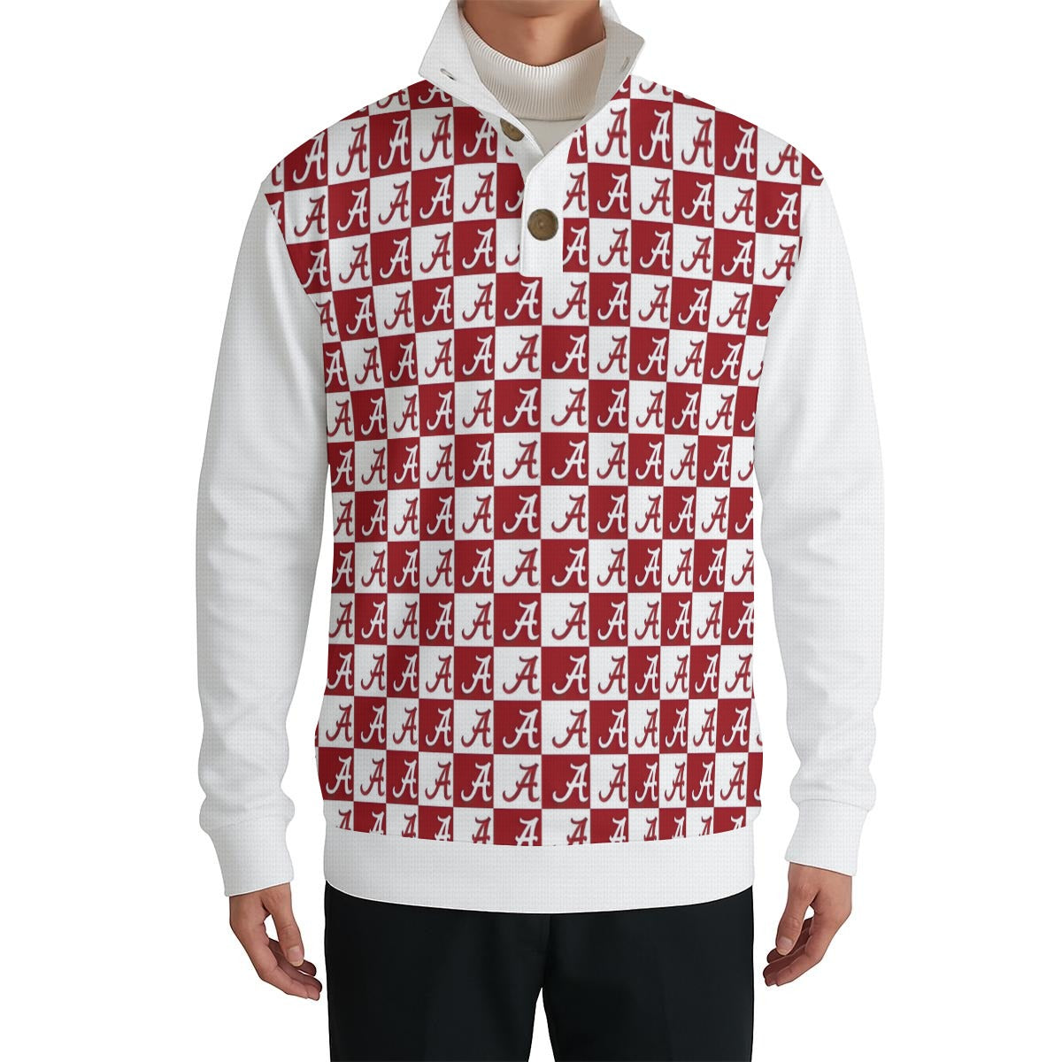 Alabama - Crimson Tide Men’s Casual Pullover Shirt With 1/4 Zip White varsity sports apparel