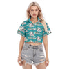 Miami Dolphins Women's Cropped Shirt aqua orange football outfit back view