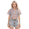 florida gators tartan plaid blue orange women's cropped shirt women tartan plaid game day shirt