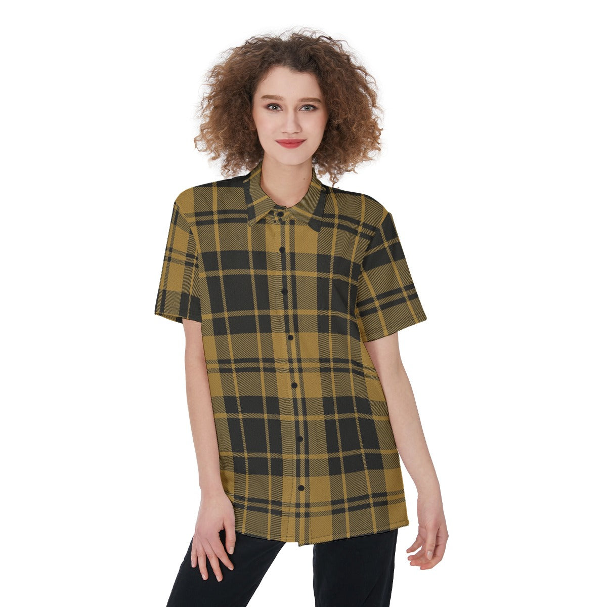 colorado buffaloes tartan plaid black gold  women tartan plaid game day shirt