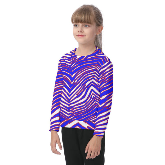 Buffalo Football Kid's Heavy Fleece Sweatshirt – Red Blue White Zebra Game Day Style