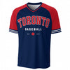 Navy and red baseball jersey with 'Toronto Baseball' text on a white background