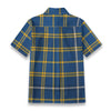 Blue and yellow plaid shirt on a white background