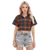 auburn tigers tartan plaid navy orange women's cropped shirt navy orange tartan plaid game day fashion