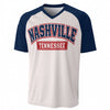 Nashville Tennessee Baseball V-Neck T-Shirt White and Navy Blue – Varsity Urban Streetwear – lightweight game day shirt, fan gear, image 1.0