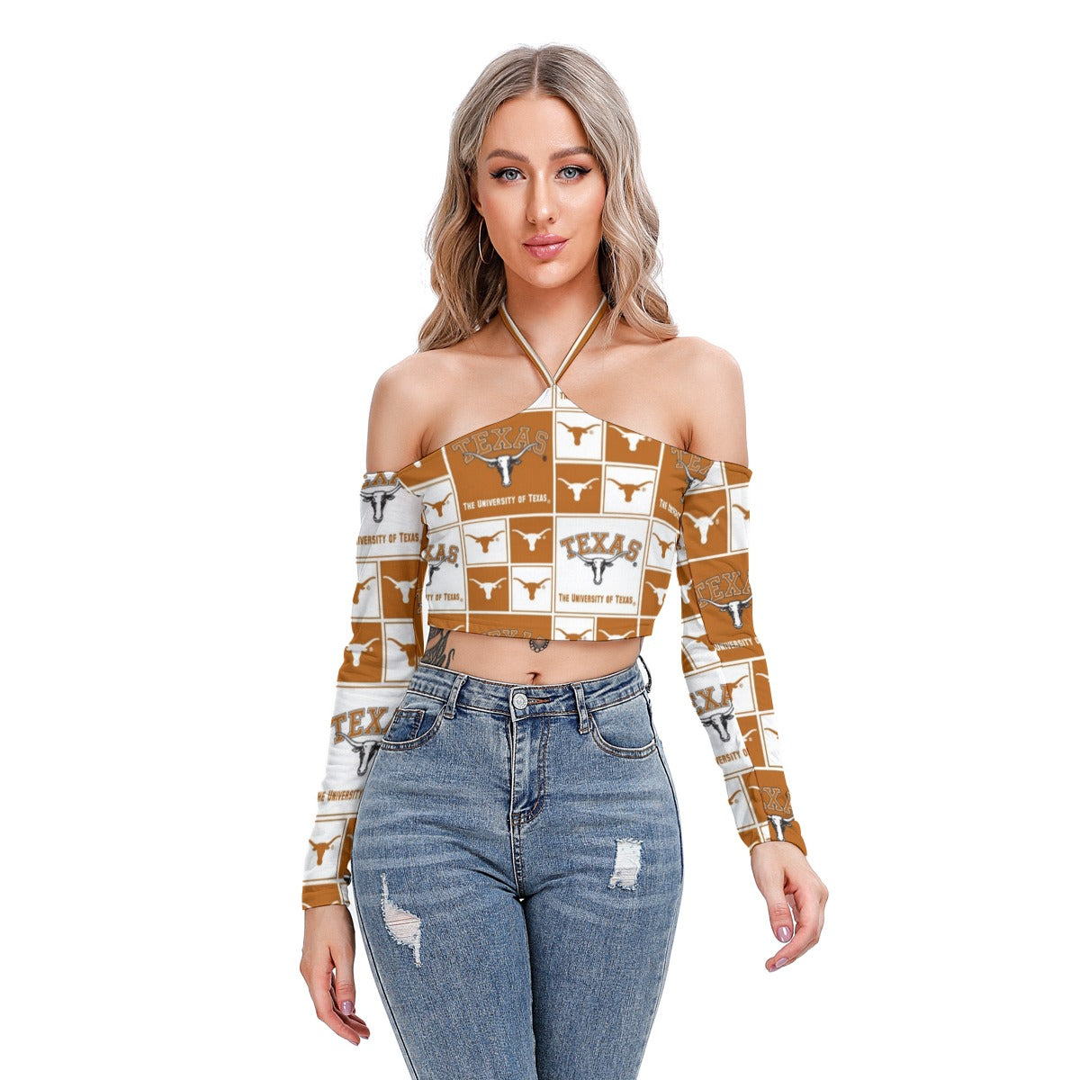 Texas at Austin - Longhorns Women's Halter Lace-up Top White varsity sports apparel