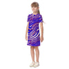 White Smoke Buffalo football Kid's Short Sleeve Dress – Red Blue White Zebra Game Day Style