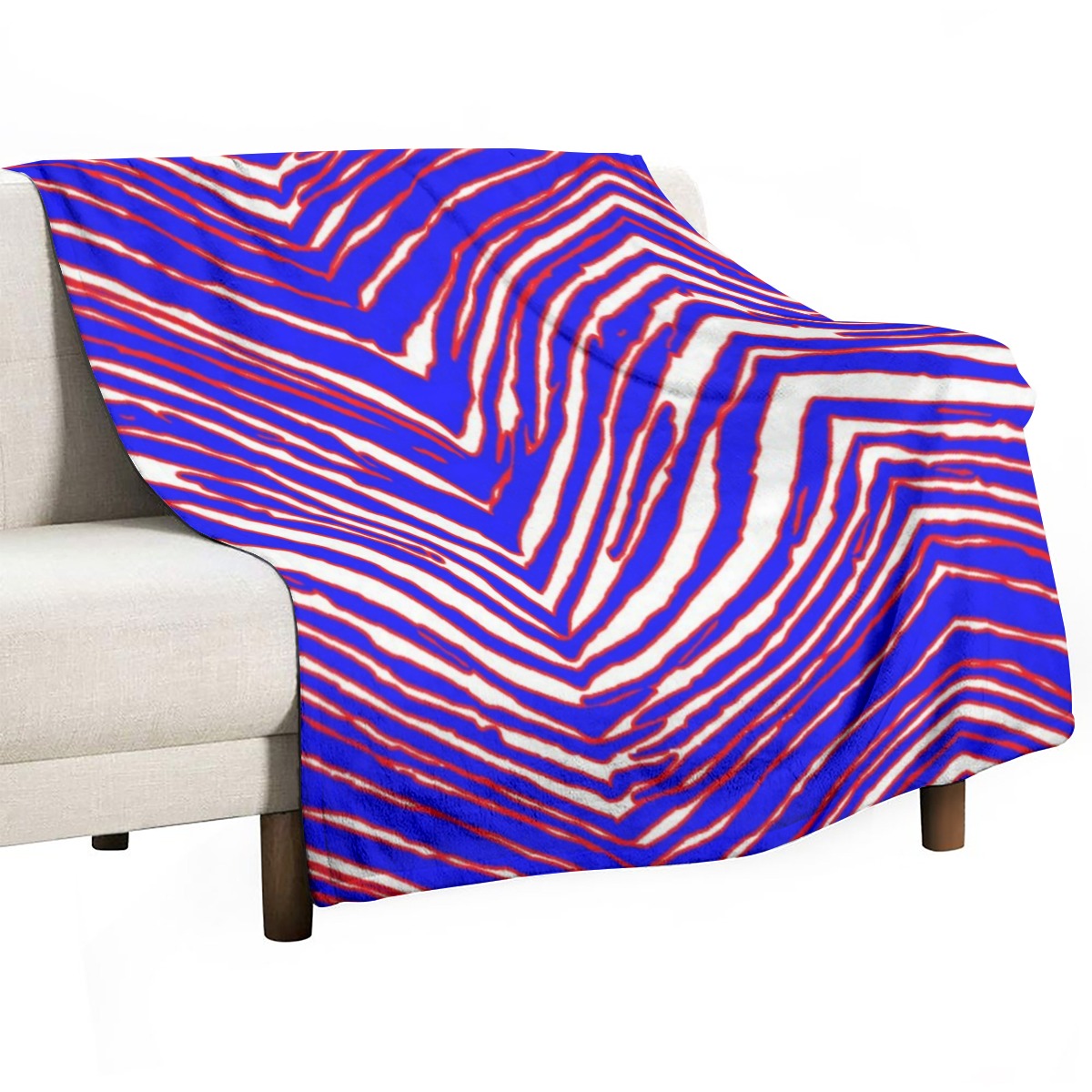 Buffalo football Flannel Blanket – Red Blue White Zebra Game Day Style