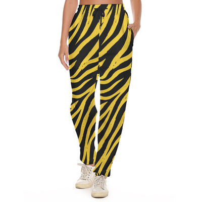 Pittsburgh Football Yellow Black Zebra Women’s Casual Pants – Game Day Streetwear – sportswear style, nfl fan apparel, image 1.0