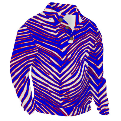 Buffalo Zebra Men’s Casual Pullover Shirt With 1/4 Zip – Retro Game Day Streetwear – nfl fan apparel, football shirt, image 1.0