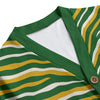 White Smoke Green Bay football zebra Unisex V-neck Knitted Fleece Cardigan With Button Closure